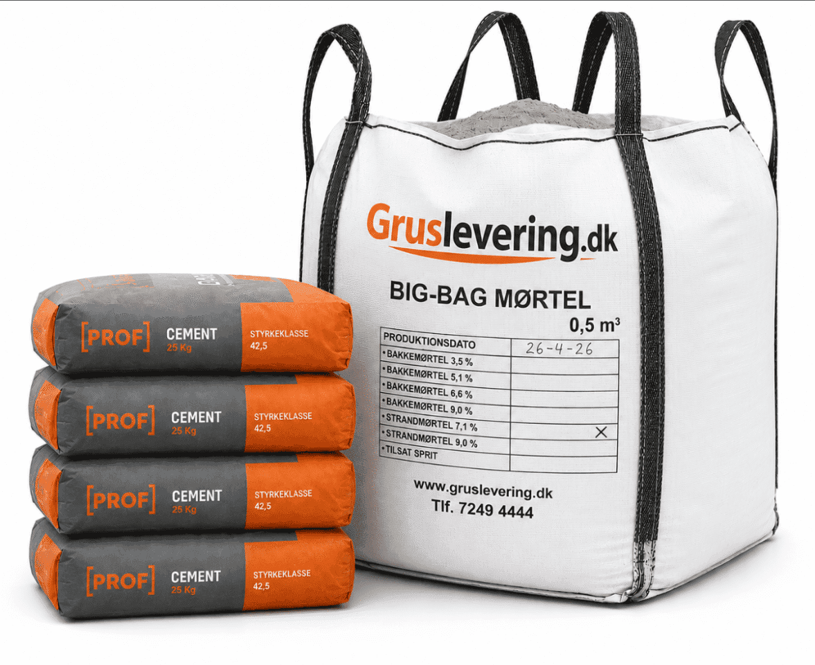 Bigbag Strandsandsmørtel 7,7 % 0,5 m³ inkl. 4 poser cement (25 kg)